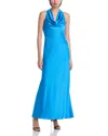 Ungaro Katniss Cowl-neck Halter Gown In Aegean Blue
