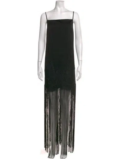 Pre-owned Ungaro Lace Pattern Long Dress In Black