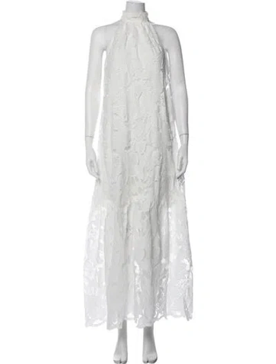 Pre-owned Ungaro Lace Pattern Long Dress In White