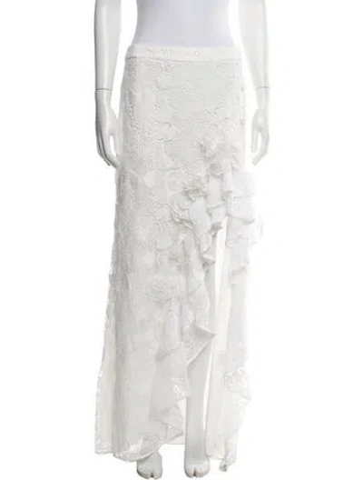 Pre-owned Ungaro Lace Pattern Long Skirt W/ Tags In White