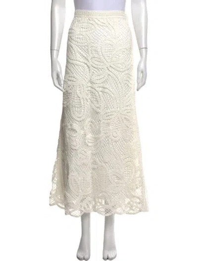 Pre-owned Ungaro Lace Pattern Long Skirt In White