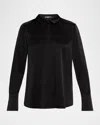 Ungaro Layne Satin Button-front Blouse In Black