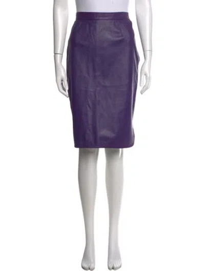 Pre-owned Ungaro Leather Midi Length Skirt In Purple