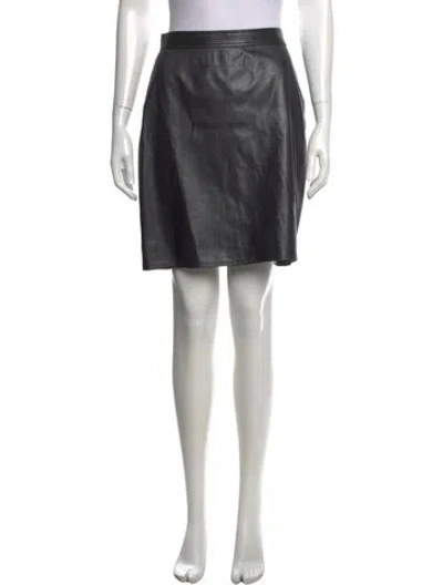 Pre-owned Ungaro Leather Mini Skirt In Black