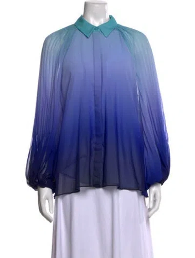 Pre-owned Ungaro Long Sleeve Blouse In Blue