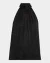 Ungaro Lotus Rhinestone Halter Blouse In Black