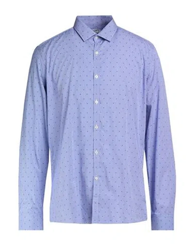 Ungaro Man Shirt Blue Size 15 Cotton In Purple