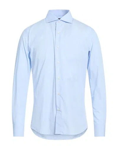 Ungaro Man Shirt Sky Blue Size 17 Cotton