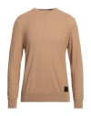 Ungaro Man Sweater Camel Size Xxl Merino Wool, Dralon In Beige