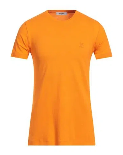 Ungaro Man T-shirt Orange Size Xxl Cotton, Elastane
