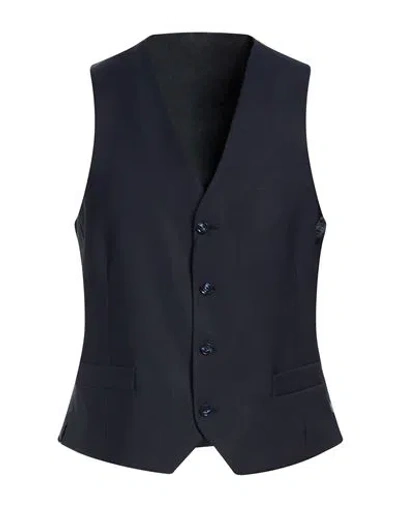 Ungaro Man Tailored Vest Midnight Blue Size 42 Polyester, Virgin Wool, Lycra