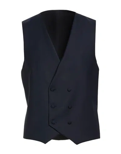 Ungaro Man Tailored Vest Navy Size 40 Polyester, Wool, Lycra In Blue