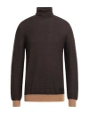 Ungaro Man Turtleneck Dark Brown Size L Merino Wool, Dralon In Brown