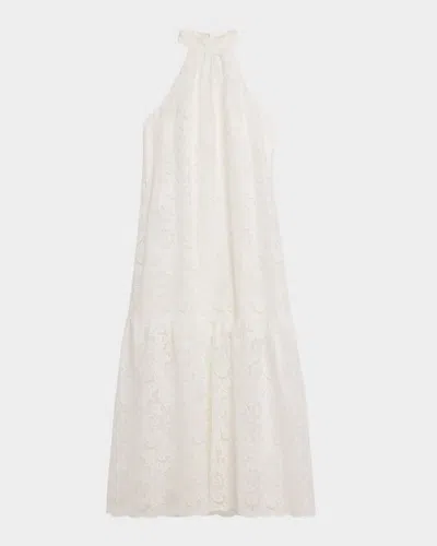 Ungaro Meadow Floral-embroidered Halter Midi Dress In Neutral
