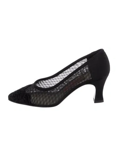 Pre-owned Ungaro Mesh Lace Pattern Pumps In Black