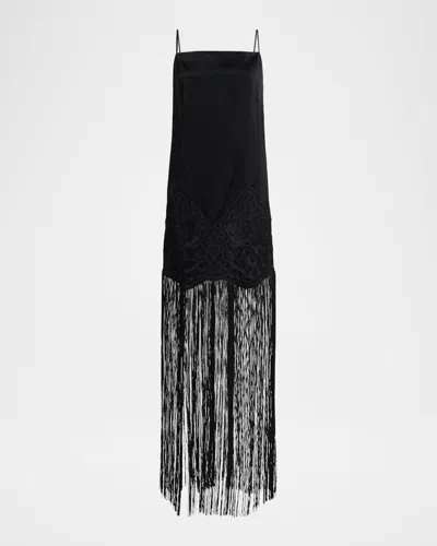 UNGARO NINO FRINGE-HEM SLIP MAXI DRESS