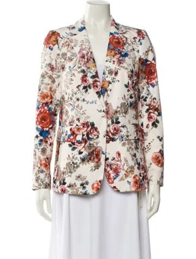 Pre-owned Ungaro Paris Floral Print Blazer In Neutral