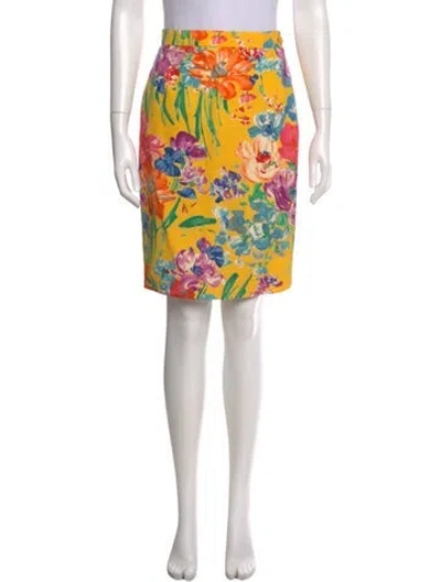 Pre-owned Ungaro Paris Floral Print Knee-length Skirt In Neutral