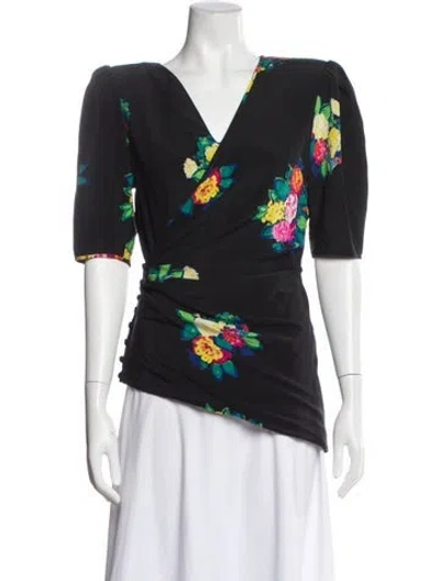 Pre-owned Ungaro Paris Floral Print V-neck Blouse In Multi