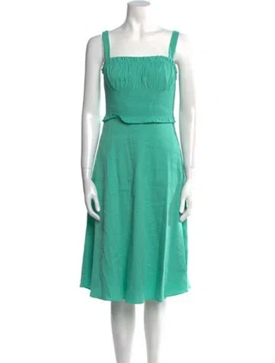 Pre-owned Ungaro Paris Linen Midi Length Dress In Green