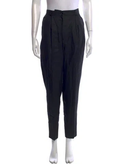 Pre-owned Ungaro Paris Linen Straight Leg Pants In Black