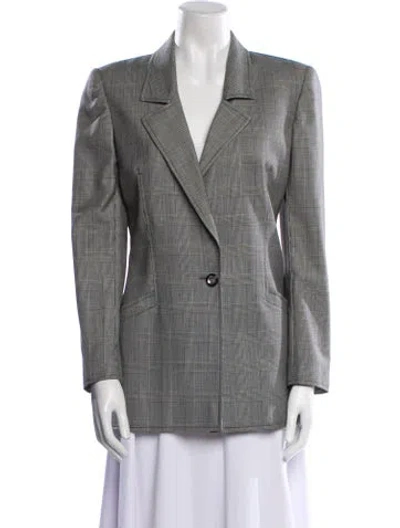 Pre-owned Ungaro Paris Plaid Print Blazer In Gray