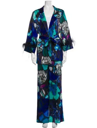 Pre-owned Ungaro Paris Printed Pantsuit In Blue