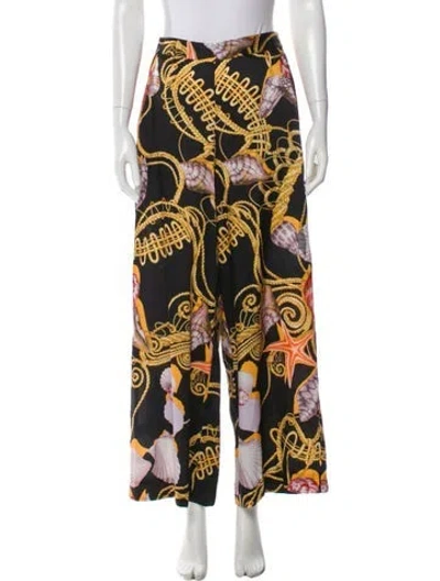 Pre-owned Ungaro Paris Printed Wide Leg Pants In Black