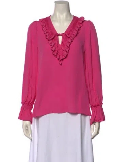 Pre-owned Ungaro Paris Silk V-neck Blouse In Pink