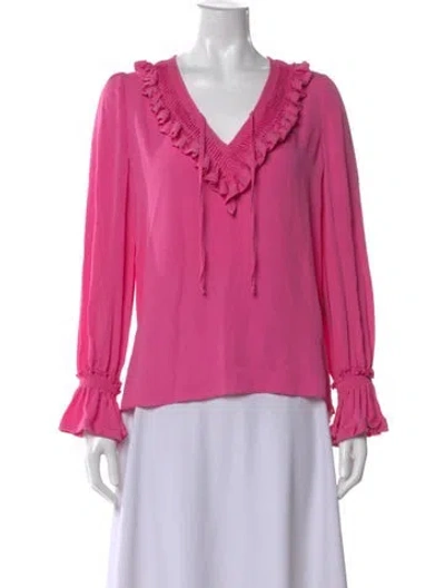 Pre-owned Ungaro Paris Silk V-neck Blouse In Pink