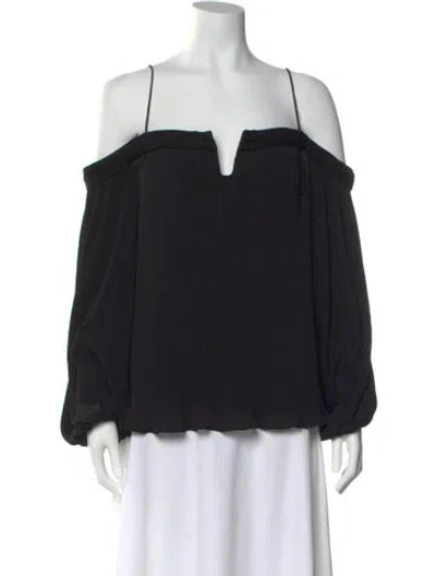 Pre-owned Ungaro Paris Square Neckline Long Sleeve Blouse In Black