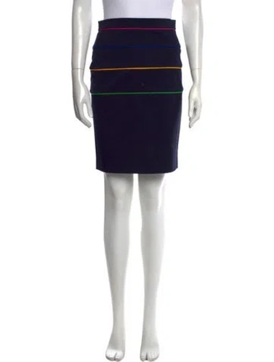 Pre-owned Ungaro Paris Striped Knee-length Skirt In Blue