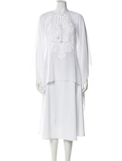 Pre-owned Ungaro Paris Tie Neck Long Sleeve Blouse In White