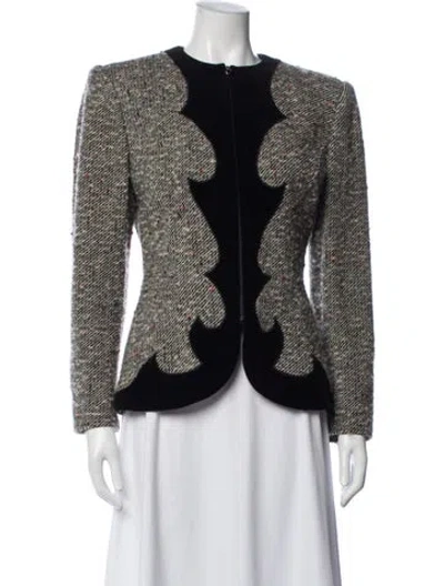 Pre-owned Ungaro Paris Tweed Pattern Jacket In Black
