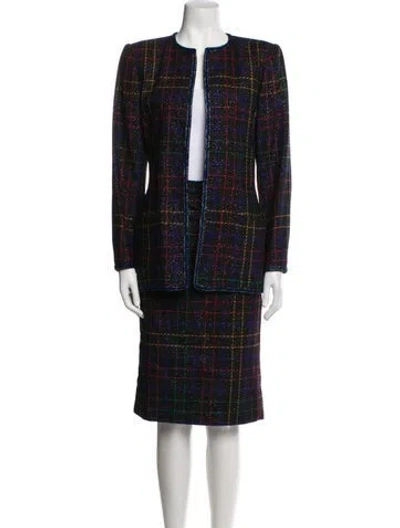 Pre-owned Ungaro Paris Tweed Pattern Skirt Suit In Black