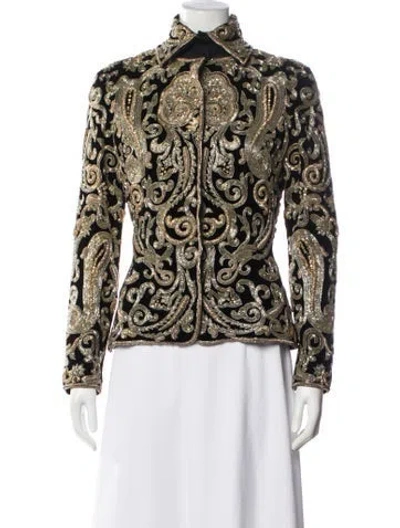 Pre-owned Ungaro Paris Vintage 1980's Evening Jacket In Black/gold