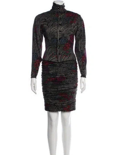 Pre-owned Ungaro Paris Vintage 1980's Skirt Set In Black