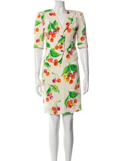 Pre-owned Ungaro Paris Vintage 1980's Skirt Set In Green/white