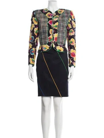 Pre-owned Ungaro Paris Vintage 1980's Skirt Suit In Blue