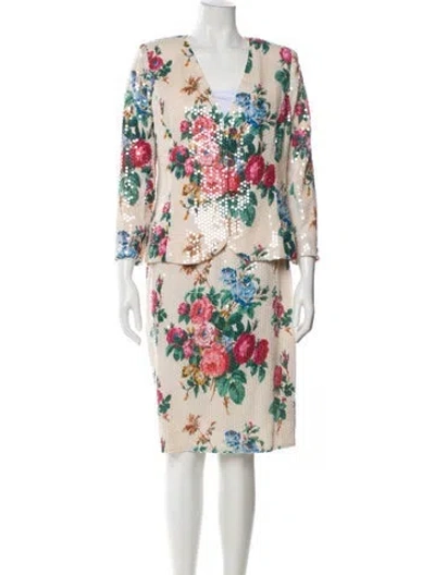 Pre-owned Ungaro Paris Vintage 1980's Skirt Suit In Neutral