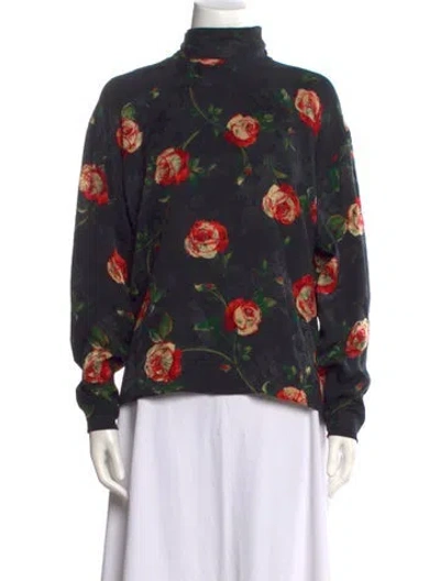 Pre-owned Ungaro Paris Vintage Floral Print Sweatshirt In Black