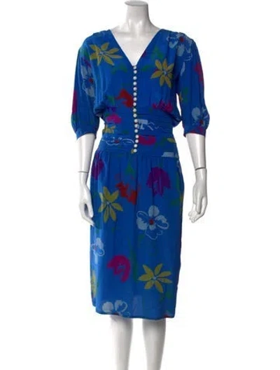 Pre-owned Ungaro Paris Vintage Midi Length Dress In Blue