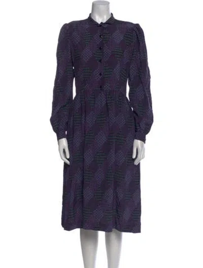 Pre-owned Ungaro Paris Vintage Midi Length Dress In Blue