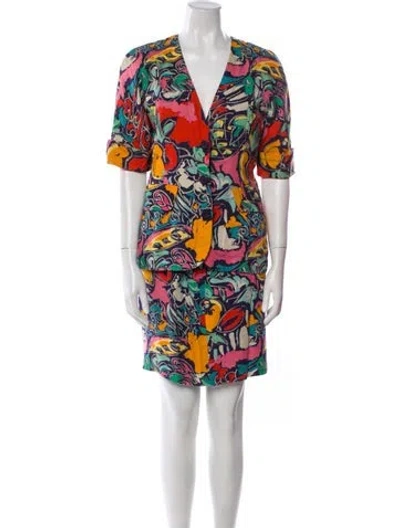 Pre-owned Ungaro Paris Vintage Printed Skirt Set In White