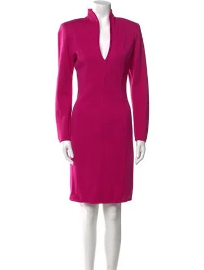 Pre-owned Ungaro Paris V-neck Knee-length Dress In Pink