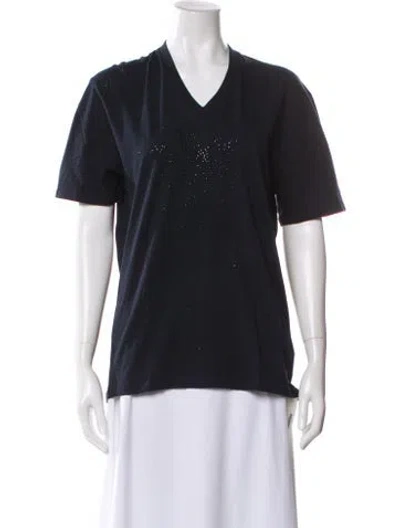 Pre-owned Ungaro Paris V-neck Short Sleeve Henley In Blue