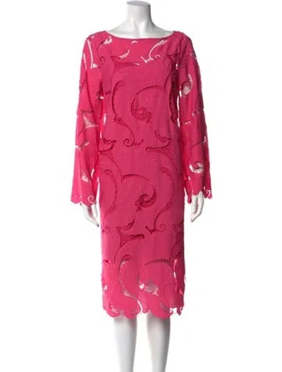 Pre-owned Ungaro Patterned Midi Length Dress W/ Tags In Pink