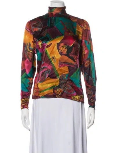 Pre-owned Ungaro Patterned Turtleneck Top In Multicolor