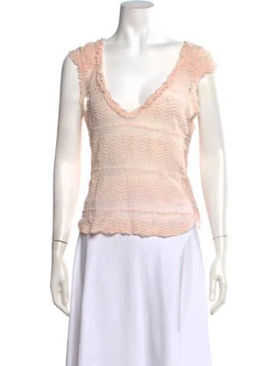 Pre-owned Ungaro Patterned V-neck Top In Pink