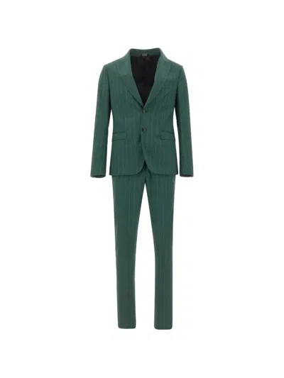 Ungaro Pinstripe Peak-lapel Suit In Green